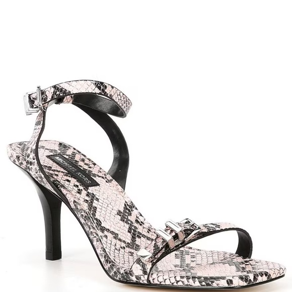 Michael Kors Black and Blush Snake Print Sandals 🆕 Size 8 - Picture 1 of 5